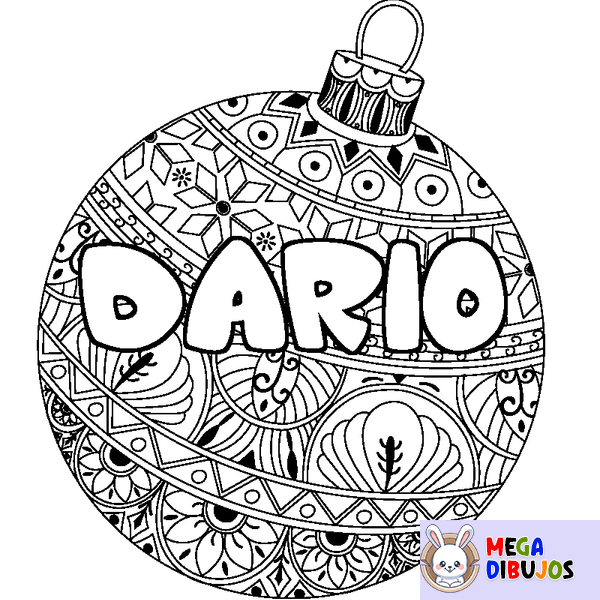 Coloraci&oacute;n del nombre DARIO - decorado bola de Navidad