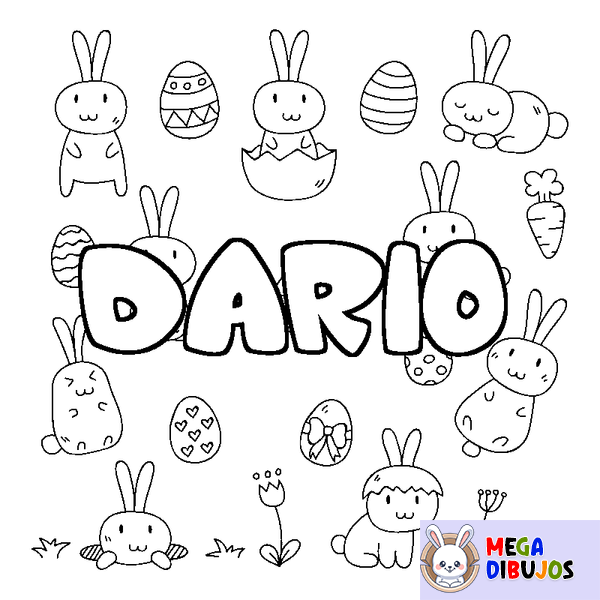 Coloraci&oacute;n del nombre DARIO - decorado Pascua