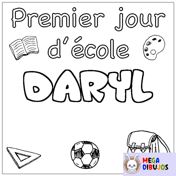 Coloraci&oacute;n del nombre DARYL - decorado primer d&iacute;a de escuela