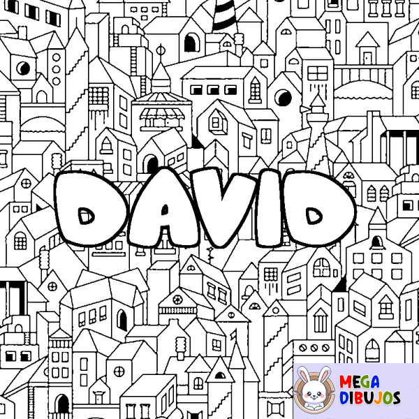 Coloraci&oacute;n del nombre DAVID - decorado ciudad