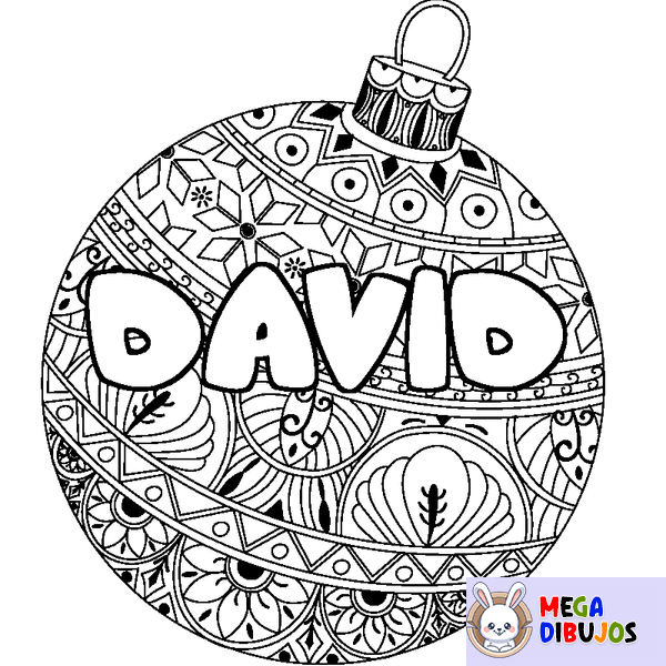 Coloraci&oacute;n del nombre DAVID - decorado bola de Navidad