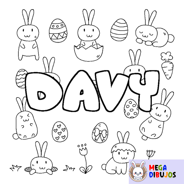 Coloraci&oacute;n del nombre DAVY - decorado Pascua