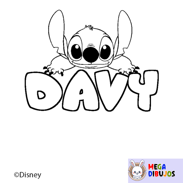 Coloraci&oacute;n del nombre DAVY - decorado Stitch