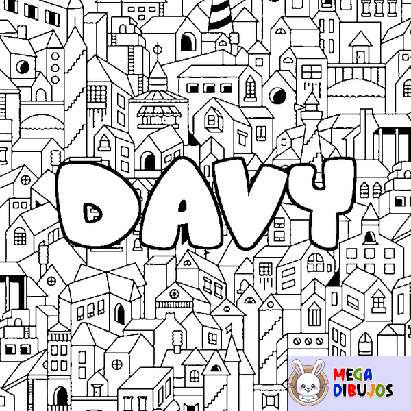 Coloraci&oacute;n del nombre DAVY - decorado ciudad