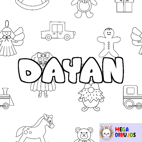 Coloraci&oacute;n del nombre DAYAN - decorado juguetes