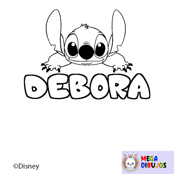 Coloraci&oacute;n del nombre DEBORA - decorado Stitch