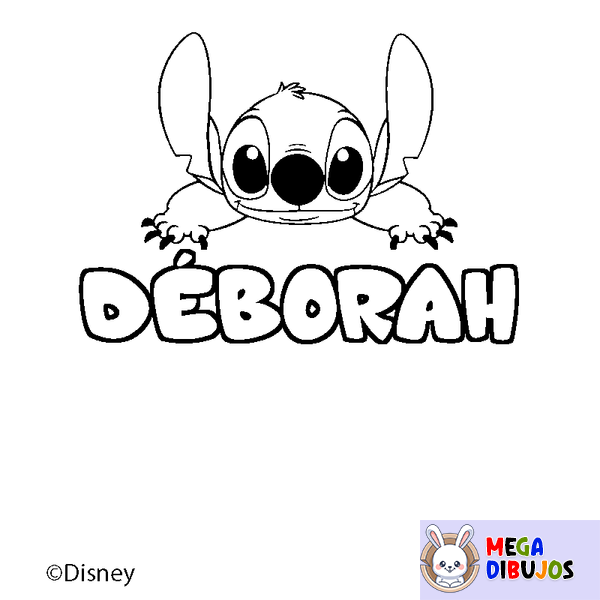 Coloraci&oacute;n del nombre D&Eacute;BORAH - decorado Stitch