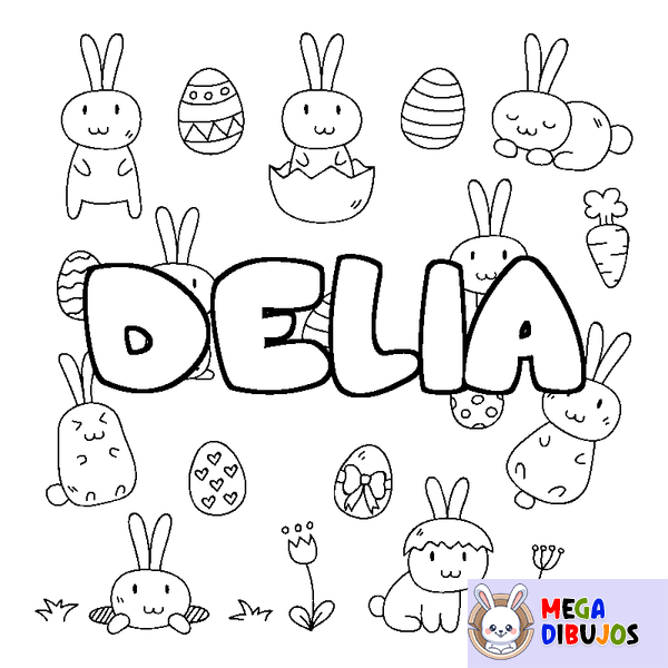 Coloraci&oacute;n del nombre DELIA - decorado Pascua