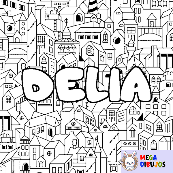 Coloraci&oacute;n del nombre DELIA - decorado ciudad