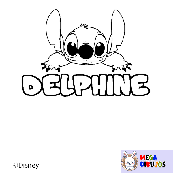 Coloraci&oacute;n del nombre DELPHINE - decorado Stitch