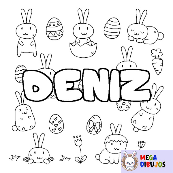 Coloraci&oacute;n del nombre DENIZ - decorado Pascua