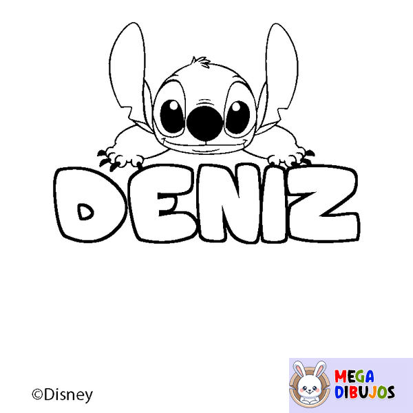 Coloraci&oacute;n del nombre DENIZ - decorado Stitch
