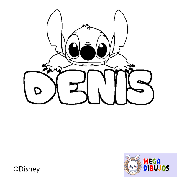 Coloraci&oacute;n del nombre DENIS - decorado Stitch