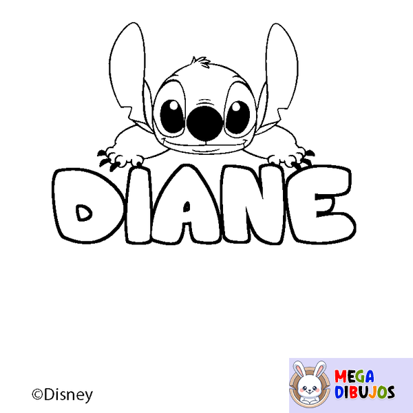 Coloraci&oacute;n del nombre DIANE - decorado Stitch