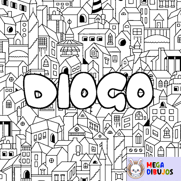 Coloraci&oacute;n del nombre DIOGO - decorado ciudad