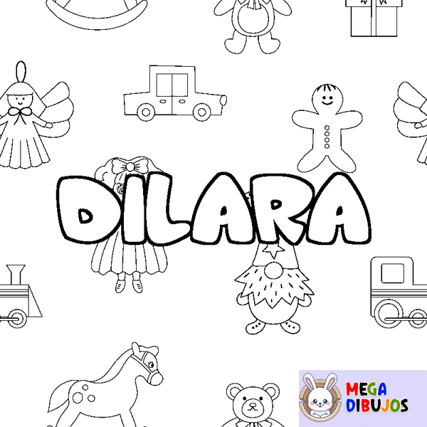 Coloraci&oacute;n del nombre DILARA - decorado juguetes