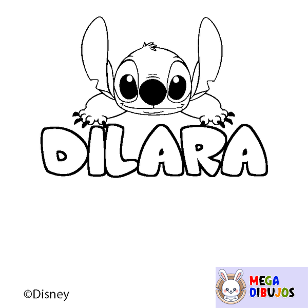 Coloraci&oacute;n del nombre DILARA - decorado Stitch