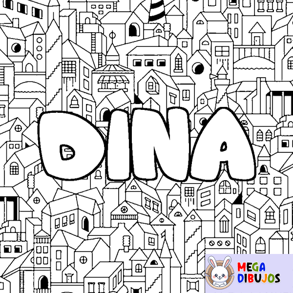 Coloraci&oacute;n del nombre DINA - decorado ciudad