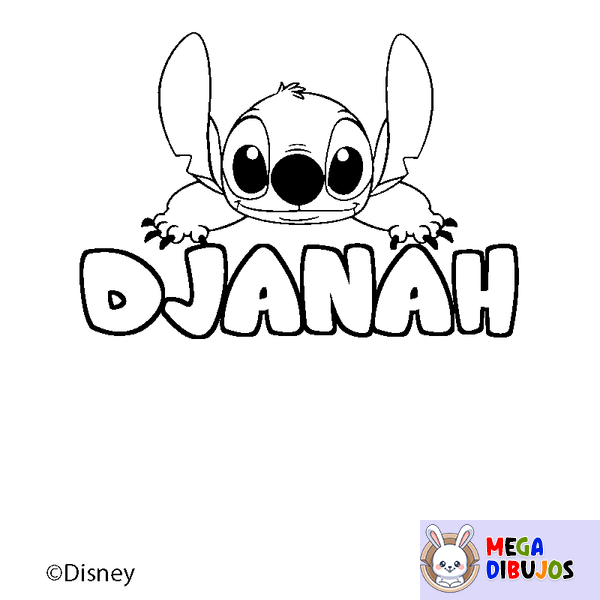 Coloraci&oacute;n del nombre DJANAH - decorado Stitch