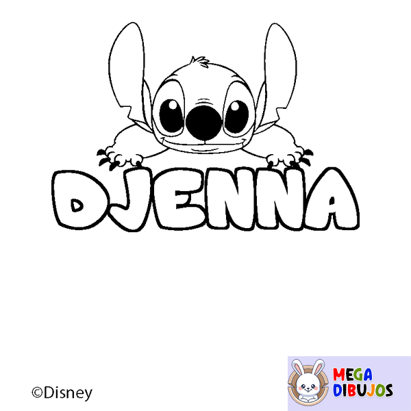 Coloraci&oacute;n del nombre DJENNA - decorado Stitch