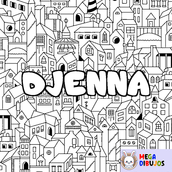 Coloraci&oacute;n del nombre DJENNA - decorado ciudad