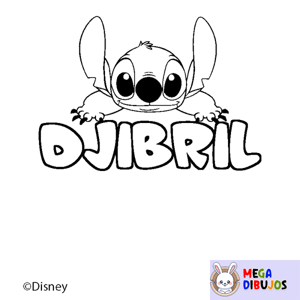 Coloraci&oacute;n del nombre DJIBRIL - decorado Stitch
