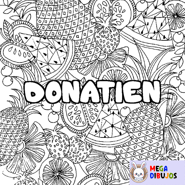 Coloraci&oacute;n del nombre DONATIEN - decorado mandala de frutas