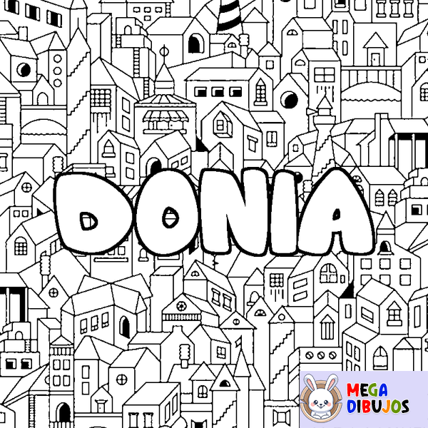 Coloraci&oacute;n del nombre DONIA - decorado ciudad