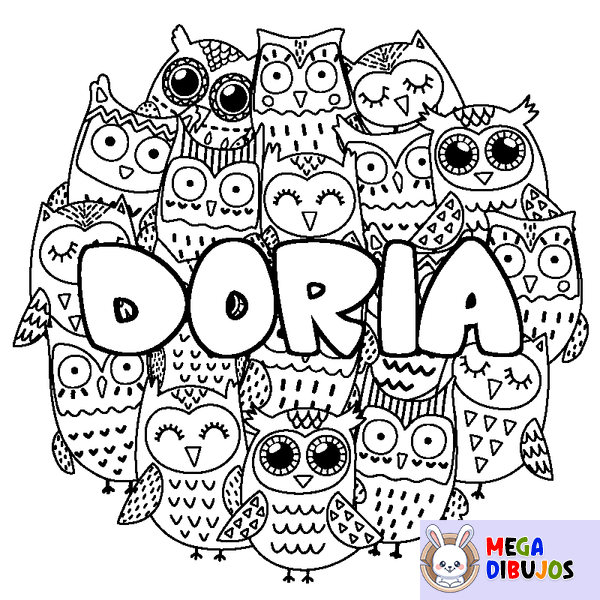 Coloraci&oacute;n del nombre DORIA - decorado b&uacute;hos