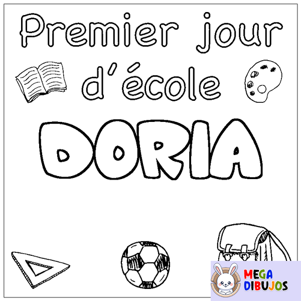Coloraci&oacute;n del nombre DORIA - decorado primer d&iacute;a de escuela
