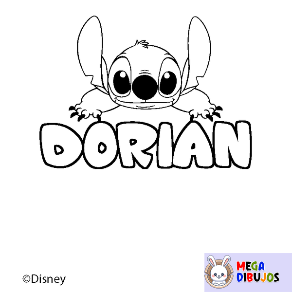 Coloraci&oacute;n del nombre DORIAN - decorado Stitch