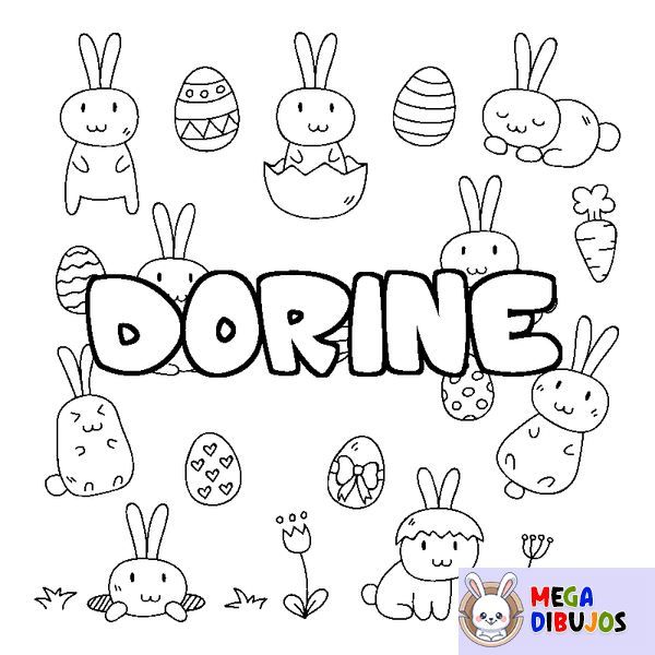 Coloraci&oacute;n del nombre DORINE - decorado Pascua
