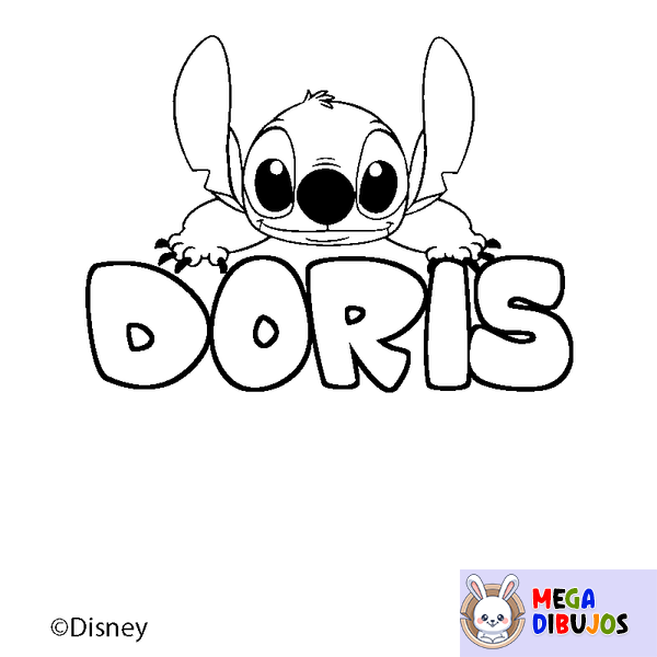 Coloraci&oacute;n del nombre DORIS - decorado Stitch
