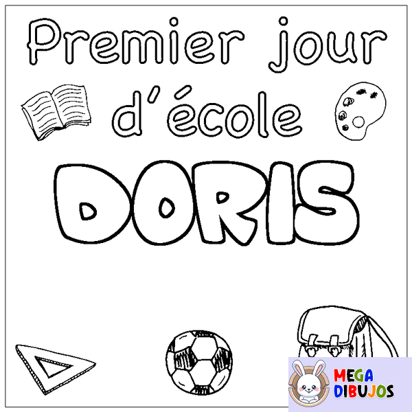 Coloraci&oacute;n del nombre DORIS - decorado primer d&iacute;a de escuela
