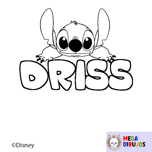 Coloraci&oacute;n del nombre DRISS - decorado Stitch