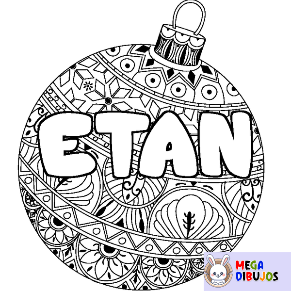 Coloraci&oacute;n del nombre ETAN - decorado bola de Navidad