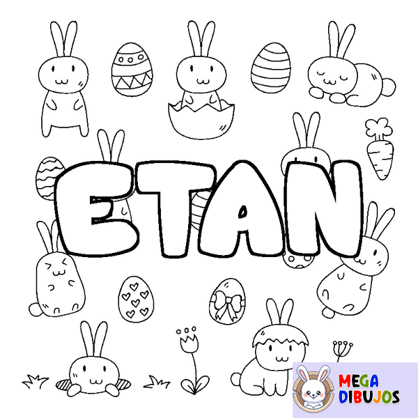 Coloraci&oacute;n del nombre ETAN - decorado Pascua