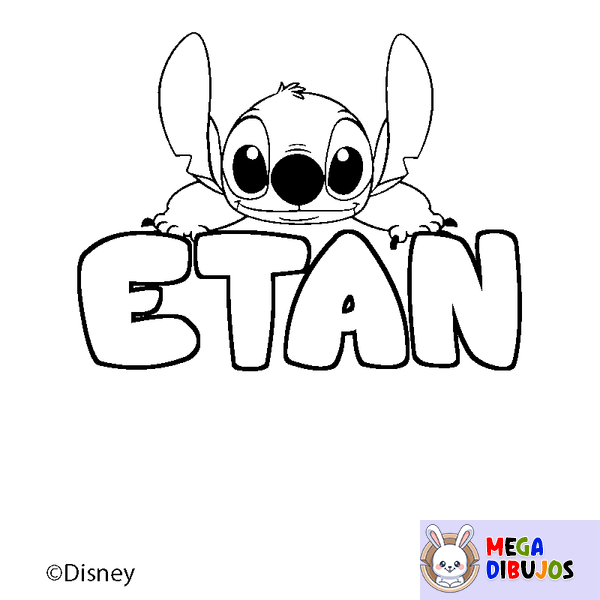 Coloraci&oacute;n del nombre ETAN - decorado Stitch