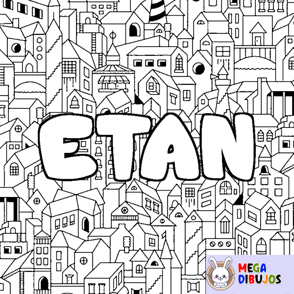 Coloraci&oacute;n del nombre ETAN - decorado ciudad