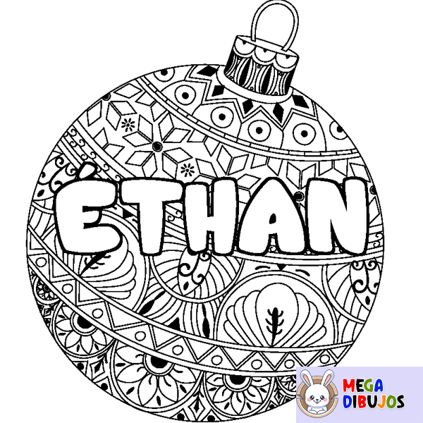 Coloraci&oacute;n del nombre &Eacute;THAN - decorado bola de Navidad