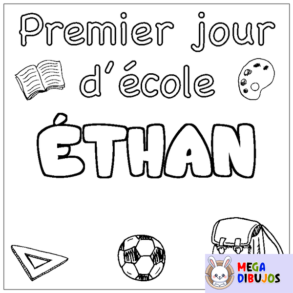 Coloraci&oacute;n del nombre &Eacute;THAN - decorado primer d&iacute;a de escuela