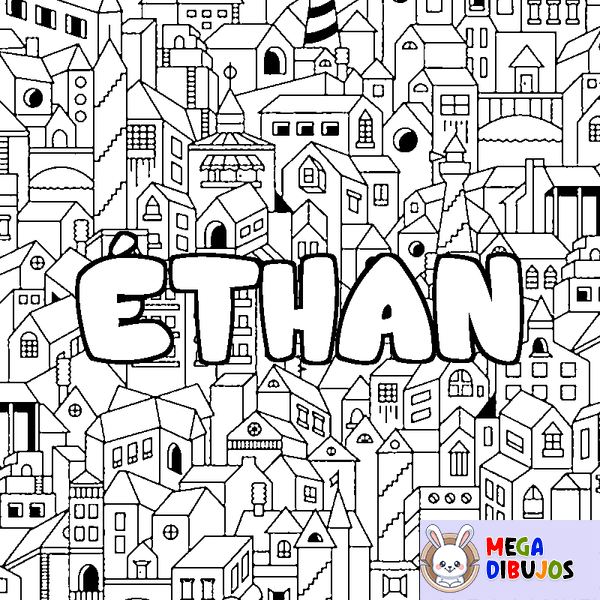 Coloraci&oacute;n del nombre &Eacute;THAN - decorado ciudad