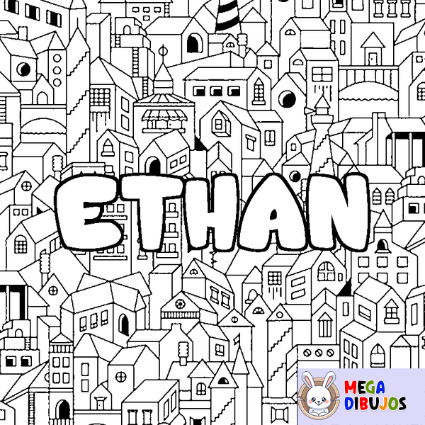 Coloraci&oacute;n del nombre ETHAN - decorado ciudad