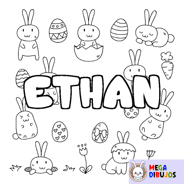 Coloraci&oacute;n del nombre ETHAN - decorado Pascua
