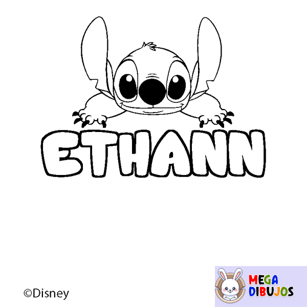 Coloraci&oacute;n del nombre ETHANN - decorado Stitch