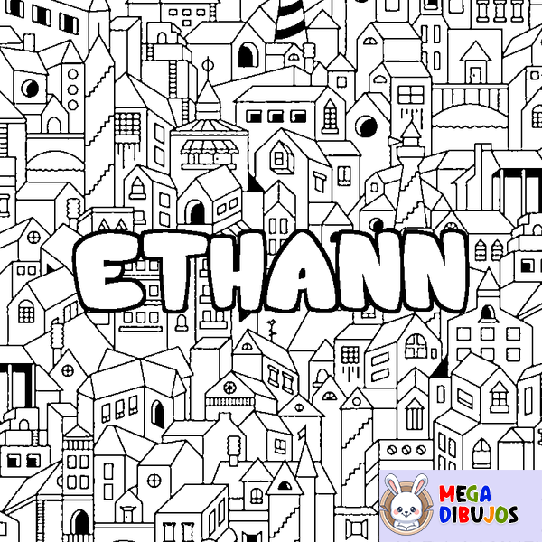 Coloraci&oacute;n del nombre ETHANN - decorado ciudad