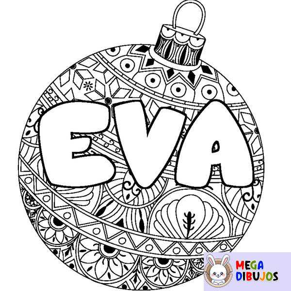 Coloraci&oacute;n del nombre EVA - decorado bola de Navidad
