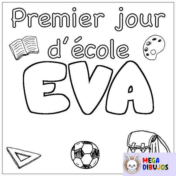 Coloraci&oacute;n del nombre EVA - decorado primer d&iacute;a de escuela
