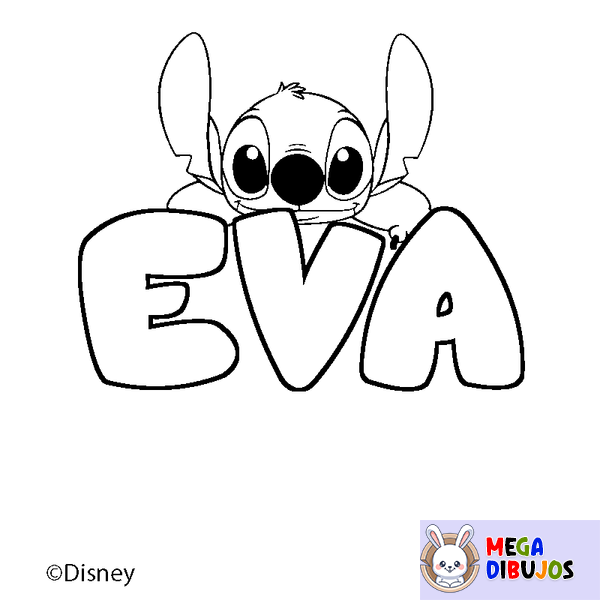 Coloraci&oacute;n del nombre EVA - decorado Stitch