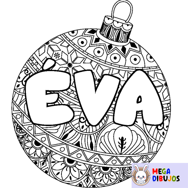 Coloraci&oacute;n del nombre &Eacute;VA - decorado bola de Navidad